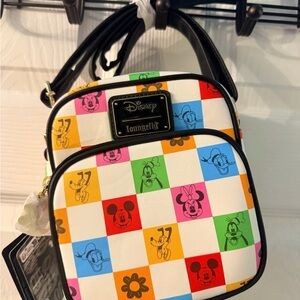 Loungefly Multicolor Checkered Disney Women’s Crossbody Bag NWT